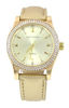Picture of Women's Classy Leather Band Matching Watch & Tri-Fold Leather Wallet Set - Gold