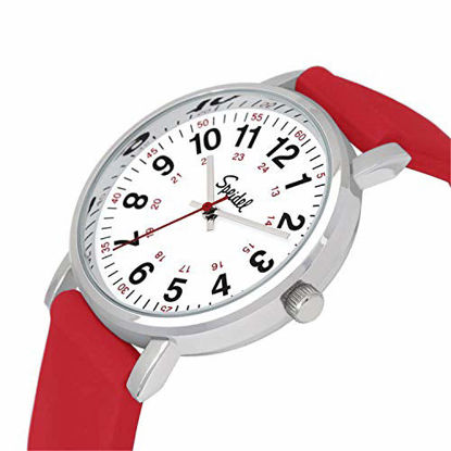 Picture of Speidel Scrub Watch for Medical Professionals with White Silicone Rubber Band - Easy to Read Timepiece with Red Second Hand, Military Time for Nurses, Doctors, Surgeons, EMT Workers, Students and More