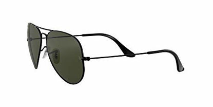 Picture of Ray-Ban RB3025 Classic Aviator Sunglasses, Black/Green, 58 mm