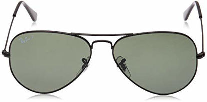 Picture of Ray-Ban RB3025 Classic Aviator Sunglasses, Black/Green Polarized, 55 mm