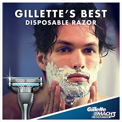 Picture of Gillette Mach3 Sensitive Men's Disposable Razors, 9 Count