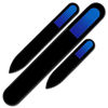 Picture of Mont Bleu Premium Set of 3 Crystal Nail Files in Velvet Pouch - Rainbow Colors - Genuine Czech Tempered Glass - Handmade in EU - Best Glass Nail Files for natural nails
