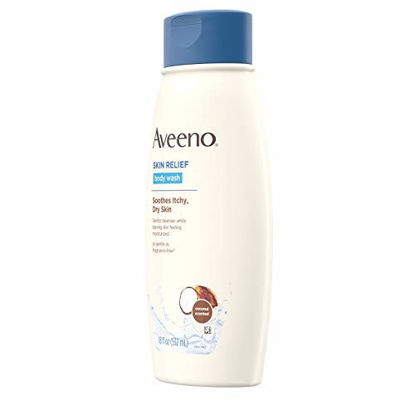 Picture of Aveeno Skin Relief Body Wash with Coconut Scent & Soothing Oat, Gentle Soap-Free Body Cleanser for Dry, Itchy & Sensitive Skin, Dye-Free & Allergy-Tested, 18 fl. oz