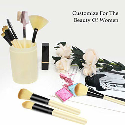 Picture of Makeup Brush Sets - 12 Pcs Makeup Brushes for Foundation Eyeshadow Eyebrow Eyeliner Blush Powder Concealer Contour