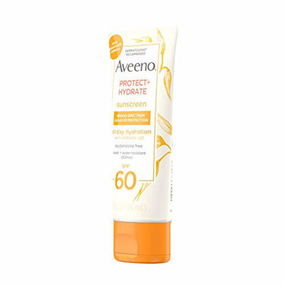 Picture of Aveeno Protect + Hydrate Moisturizing Body Sunscreen Lotion With Broad Spectrum Spf 60 & Prebiotic Oat, Weightless & Refreshing Feel, Paraben-free, Oil-free, Oxybenzone-free, 3.0 ounces