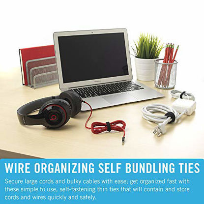 Picture of VELCRO Brand ONE WRAP Thin Ties | Strong & Reusable | Perfect for Fastening Wires & Organizing Cords | Black & Gray, 8 x 1/2-Inch | 25 Black + 25 Gray Ties