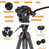 Picture of Heavy Duty Tripod Professional Video Tripod Aluminium 72inch with 360 Degree Fluid Head for Canon Nikon DSLR Camcorder Cameras