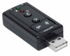 Picture of Manhattan Hi-Speed USB 2.0 3D 7.1 Sound Adapter, External Sound Card with 3.5 mm Audio and Microphone Ports, 7.1-Channel Virtual 3D Surround Sound, Internal Amplifier and Volume Controls