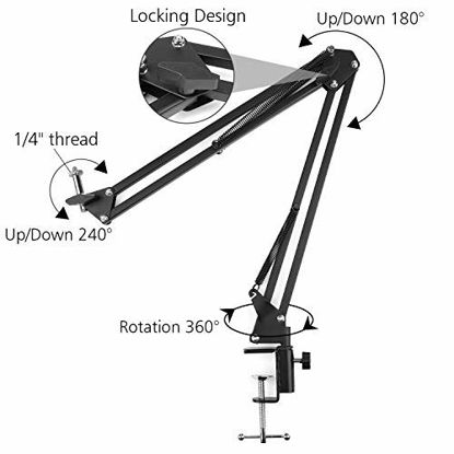 Picture of Overhead Video Stand Phone Holder Articulating Arm Phone Mount Table Top ChromLives Scissor Boom Arm Articulating Phone Stand Tablet Phone Holder for Streaming Phone Baking Crafting Videos and More