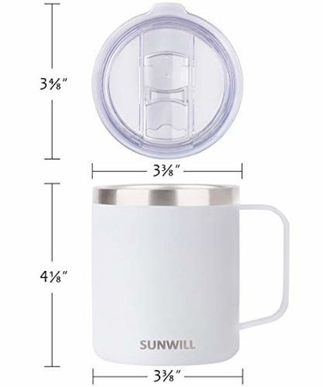  SUNWILL 14 oz Coffee Mug, Vacuum Insulated Camping Mug with  Lid, Double Wall Stainless Steel Travel Tumbler Cup, Coffee Thermos  Outdoor, Powder Coated Navy Blue : Home & Kitchen