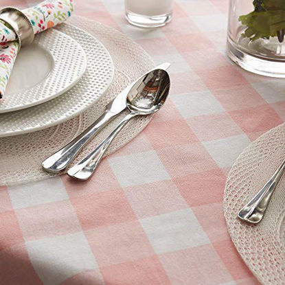 Picture of DII Buffalo Check Collection Classic Tabletop, Table Topper, 40x40, Pink & White