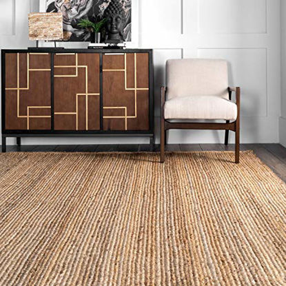 Picture of nuLOOM Rigo Hand Woven Farmhouse Jute Area Rug, 10' Square, Natural