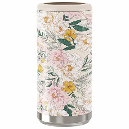 Picture of Maars Skinny Can Cooler for Slim Beer & Hard Seltzer | Stainless Steel 12oz Koozy Sleeve, Double Wall Vacuum Insulated Drink Holder - Blush Floral