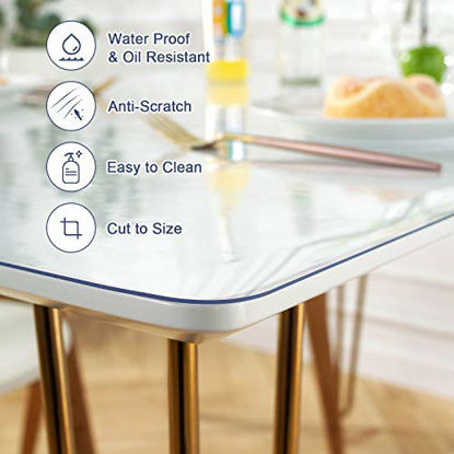 Picture of OstepDecor Custom 60 x 48 Inch Clear Table Cover Protector, 1.5mm Thick Table Protector for Dining Room Table, Clear Plastic Tablecloth Protector, Clear Table Cloth Pad for Kitchen Wood Grain 6ft