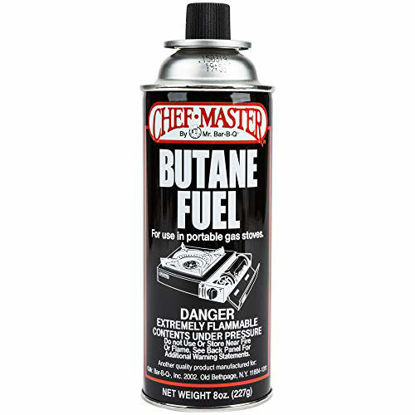 Picture of Chef Master 90340 | Pack of 72 Butane Fuel Cylinders| 8oz Butane Canisters for Portable Stove | Butane Torch Replacement Canisters