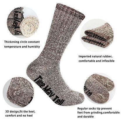 Picture of Time May Tell Mens Merino Wool Hiking Cushion Socks Pack(2Dark Grey,Light Grey,Brown(4 pairs), US Size 9.5~13)