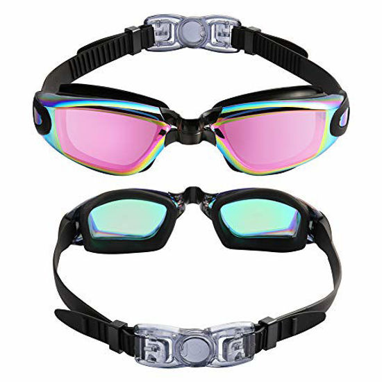 Picture of Aegend Swim Goggles, Swimming Goggles No Leaking Anti Fog UV Protection Triathlon Swim Goggles with Free Protection Case for Adult Men Women Youth Kids Child, Multiple Choice