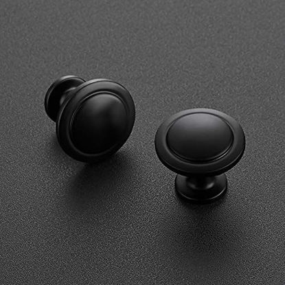 Picture of Ravinte 3 Pack 1-1/4 inch Kitchen Cabinet Knobs Drawer Knobs Dresser Knobs Matte Black Zinc Knobs Drawer Pulls Door Knobs Dresser Drawer Handles Knobs for Dresser Drawers