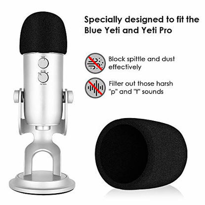 Picture of 2 Pack Foam Windscreen for Blue Yeti and Yeti Pro Microphone - Pop Filter made from Quality Sponge Material that Filters Unwanted Recording and Background Noises
