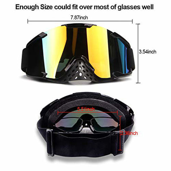 Picture of 4-FQ Motocross Goggles Dirt Bike Goggles Adult PU Resin Motorcycle Goggles Windproof ATV Goggles Dustproof CRG Sports Riding Goggles Scratch Resistant Wrap Goggles Ski Goggles Protective Safety Glasses
