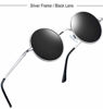 Picture of Joopin Polarized Round Sunglasses for Men and Women, Unisex Circular Sunglasses Hippie Sunglasses E4056 (Black+Silver)