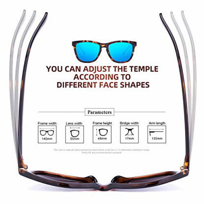 Picture of Fashion Sunglasses for Women,100% UVA/UVB Protection Mirrored Lens,FDA Standard Glasses (Tortoise & Blue, 55)