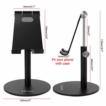 Picture of Adjustable Tablet/Phone Stand, AICase Telescopic Adjustable iPad Stand Holder,Universal Multi Angle Aluminum Stand Compatible with iPhone Smart Cell Phone/Tablet/iPad(4-13 inch), Black