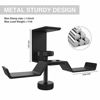 Picture of Under Desk Dual Headphone Hanger, 6amLifestyle Metal Headset Stand Gaming Earphone Holder Universal Clamp on Desk Hanger Hook for All Headsets, Black (Patent)
