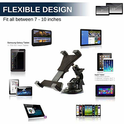 Picture of Randconcept 3-in-1 Tablet Holder Car Air Vent Mount - [ Strong Suction Cup Version ] Universal Dashboard Windshield Cradle for iPad, iPad Mini, Samsung Galaxy | Fits All 6"- 10.5" Tablets