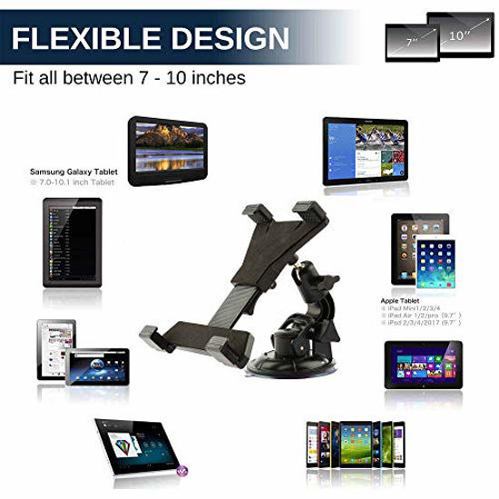 Picture of Randconcept 3-in-1 Tablet Holder Car Air Vent Mount - [ Strong Suction Cup Version ] Universal Dashboard Windshield Cradle for iPad, iPad Mini, Samsung Galaxy | Fits All 6"- 10.5" Tablets