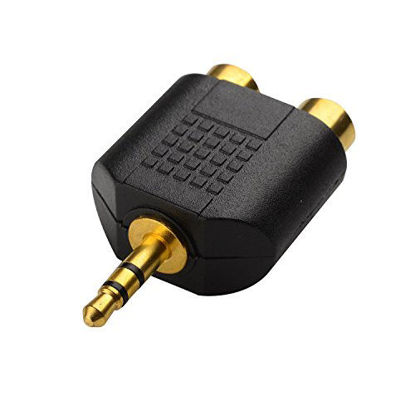 Picture of CERRXIAN LEMENG (2-Pack of) Gold Plated 3.5mm Stereo to 2-RCA Male to Female Adapter,Audio Splitter Adapter, Dual RCA Jack Adapter