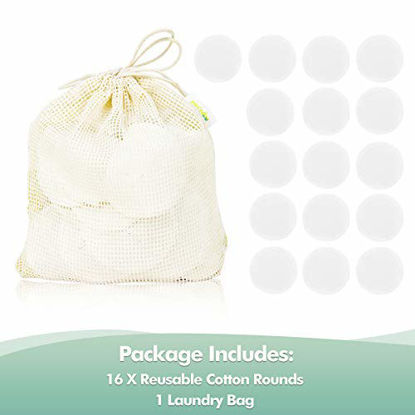 Picture of Wegreeco Cotton Rounds Reusable - Reusable Bamboo Makeup Remover Pads for All Skin Types - Bamboo Cotton Cloth for Removing Makeup - Reusable Facial Pads Cotton Rounds (Bamboo Velour, White)