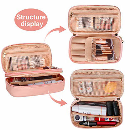 Picture of Relavel Makeup Bag Small Travel Cosmetic Bag for Women Girls Makeup Brushes Bag Portable 2 Layer Cosmetic Case Brush Organizer Christmas Gift (Pink)