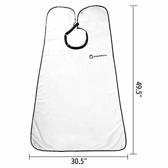 Picture of Beard Bib Apron Beard Catcher for Shaving and Trimming, Grooming Cape Apron Catcher, Non-Stick Beard Cape Shaving Cloth, Waterproof, with 4 Suction Cups, Trimming Beard Apron for Men - White
