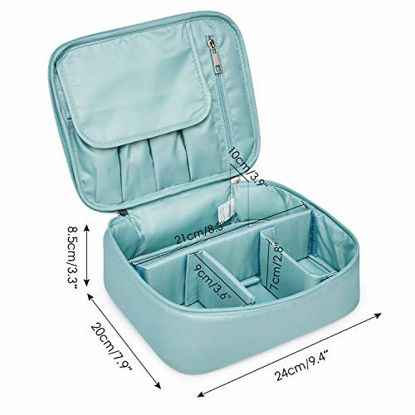 Picture of Travel Makeup Bag Large Cosmetic Bag Make up Case Organizer for Women and Girls (Sky Blue)