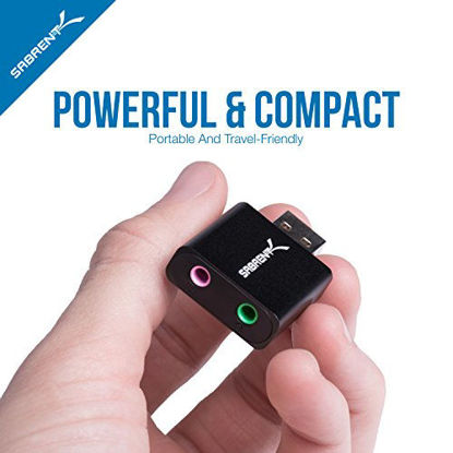 Picture of Sabrent Aluminum USB External Stereo Sound Adapter for Windows and Mac. Plug and Play No Drivers Needed [Black] (AU-EMCB)