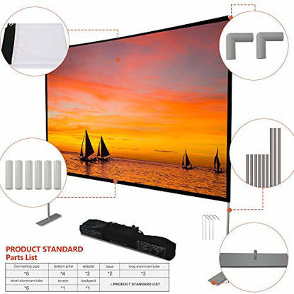 Picture of Projector Screen with Stand 100 inch 16:9 HD 4K Outdoor Indoor Projection Screen for Home Theater 3D Fast-Folding Projector Screen with Stand Legs and Carry Bag Projection Movie Wrinkle-Free