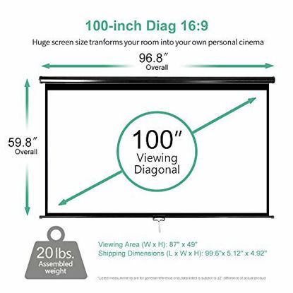 Picture of 100" Motorized Projector Screen - Indoor and Outdoor Movies Screen 100 inch Electric 16:9 Projector Screen W/Remote Control