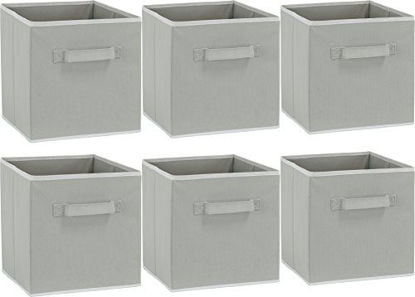 Picture of 6 Pack - SimpleHouseware Foldable Cube Storage Bin, Grey