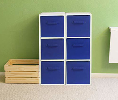 Picture of 6 Pack - SimpleHouseware Foldable Cube Storage Bin, Dark Blue