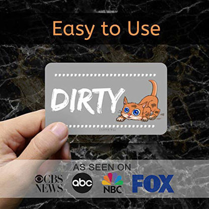 Picture of ENVIX Dishwasher Magnet Clean Dirty Sign Double Sided Magnet Flip with Magnetic Plate Kitchen Dish Washer Reversible Indicator Aqua Cat