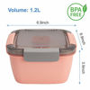 Picture of Freshmage Salad Lunch Container To Go, 52-oz Salad Bowls with 3 Compartments, Salad Dressings Container for Salad Toppings, Snacks, Men, Women (Pink)