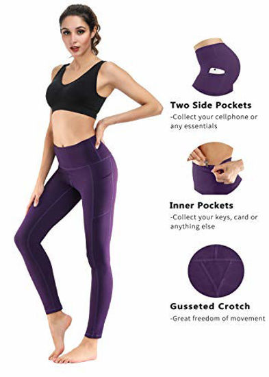  2 Pack High Waist Yoga Pants, Pocket Yoga Pants Tummy  Control Workout Running 4 Way Stretch Yoga Leggings