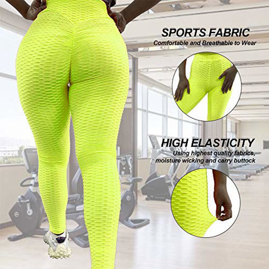 GetUSCart- Varuwy Women's High Waist Yoga Pants TIK Tok Butt Lifting Anti  Cellulite Workout Leggings Tummy Control Leggings Tight Neon-Lemon