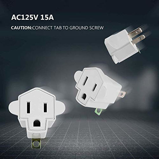 Picture of ETL Listed 3 to 2 Prong Converter Polarized Grounding Adapter, JACKYLED 3-Prong to 2-Prong Adapter Plug Fireproof Material 200 Resistant Wall Outlets Plug for Household Appliances Industrial, 8 Pack