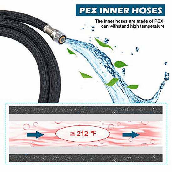 Picture of Kitchen Sink Faucet, Pull Down Kitchen Faucet, Black and Chrome Kitchen Faucet with Sprayer Stainless Steel Single Handle one or Three Hole for Laundry bar Kitchen Sinks