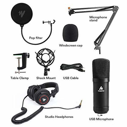 Picture of USB Microphone with Studio Headphone Set 192kHz/24 bit MAONO AU-A04H Vocal Condenser Cardioid Podcast Mic Compatible with Mac and Windows, YouTube, Gaming, Livestreaming, Voice Over