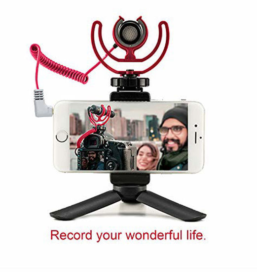Picture of 3.5mm TRS to TRRS Microphone Cable, Ancable 1/8 Male to Male Coiled Right Angle Mic Cord Compatible iPhone, Smartphone, Tablets with Rode SC7, VideoMic, VideoMicro Go, BOYA and More External Mic