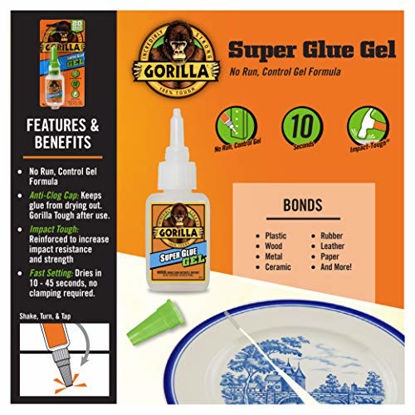 Picture of Gorilla 20g Gel Super Glue, 10-Pack, Clear, 10 Pack