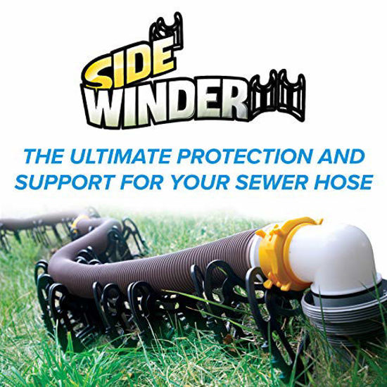 Picture of Camco 15 Feet 15ft Sidewinder RV Sewer Support, Made from Sturdy Lightweight Plastic, Won't Creep Closed, Holds Hoses in Place-No Need for Straps (43041)